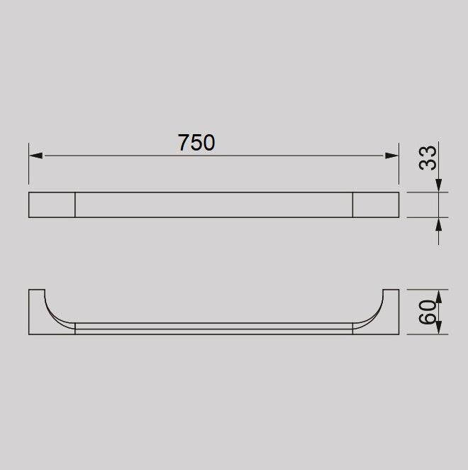 Zenmo Acqua 75cm Single Towel Rail line drawing