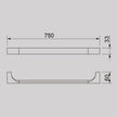 Zenmo Acqua 75cm Single Towel Rail line drawing