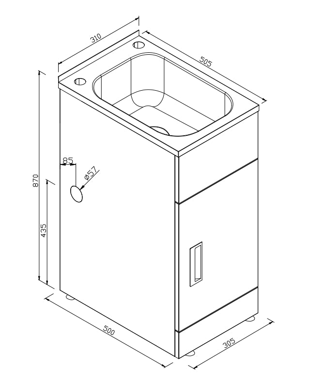 Zenmo Lavassa Laundry Trough and Cabinet 310mm