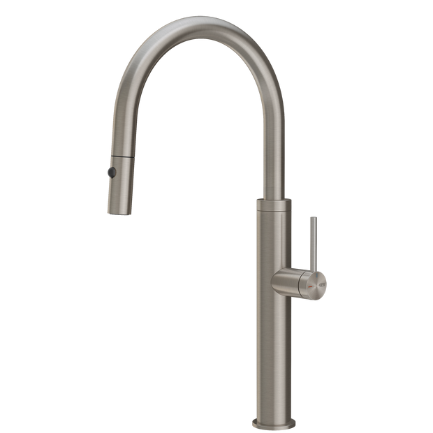 Gessi 316 Smooth Goose Neck Pull Out Spray Mixer in Stainless Steel