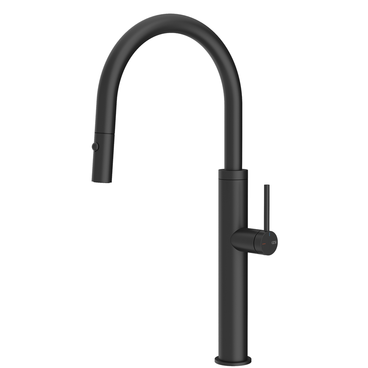 Gessi 316 Smooth Goose Neck Pull Out Spray Mixer in Matte Black