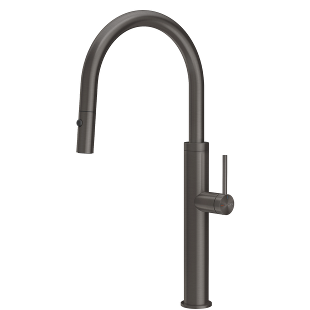 Gessi 316 Smooth Goose Neck Pull Out Spray Mixer in Brushed Black