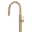 Gessi 316 Smooth Goose Neck Pull Out Spray Mixer in Brushed Brass