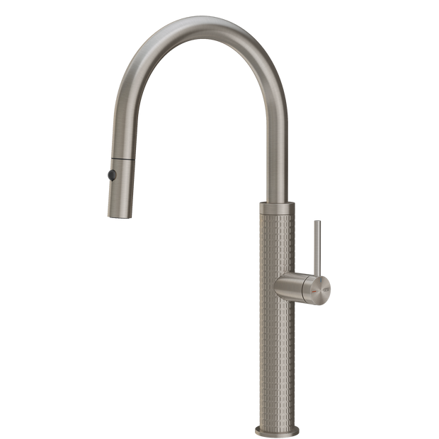Gessi 316 Meccanica Goose Neck Pull Out Spray Mixer in Stainless Steel