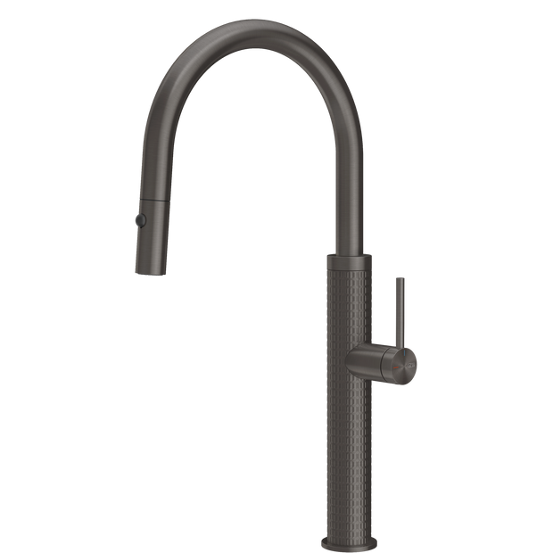 Gessi 316 Meccanica Goose Neck Pull Out Spray Mixer in Brushed Black