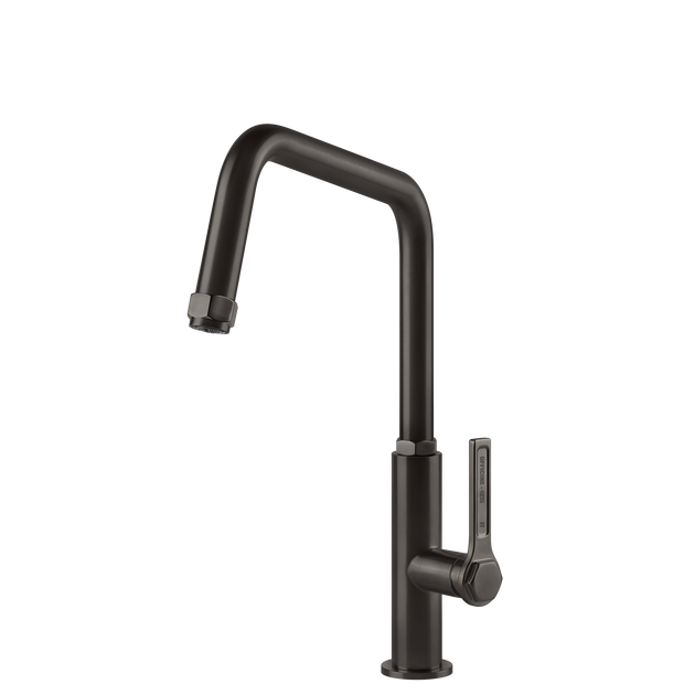 Gessi Officine Square Goose Neck Swivel Mixer in Brushed Black
