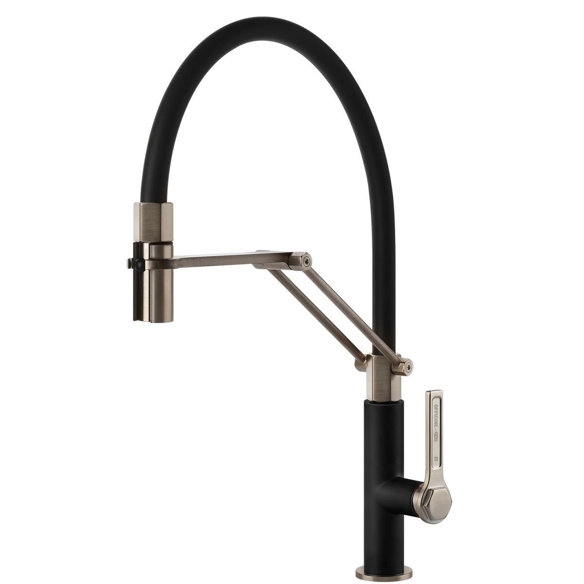 Gessi Officine Goose Neck Semi Professional Spray Mixer in Matte Black