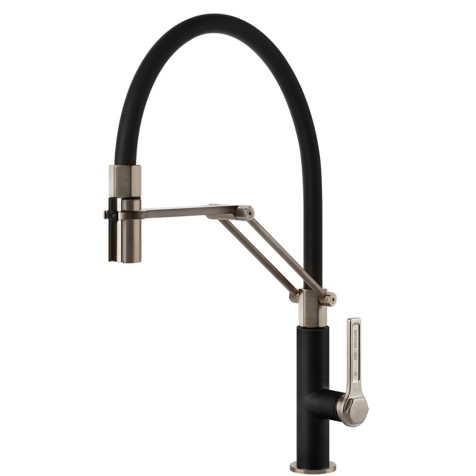 Gessi Officine Goose Neck Semi Professional Spray Mixer in Matte Black
