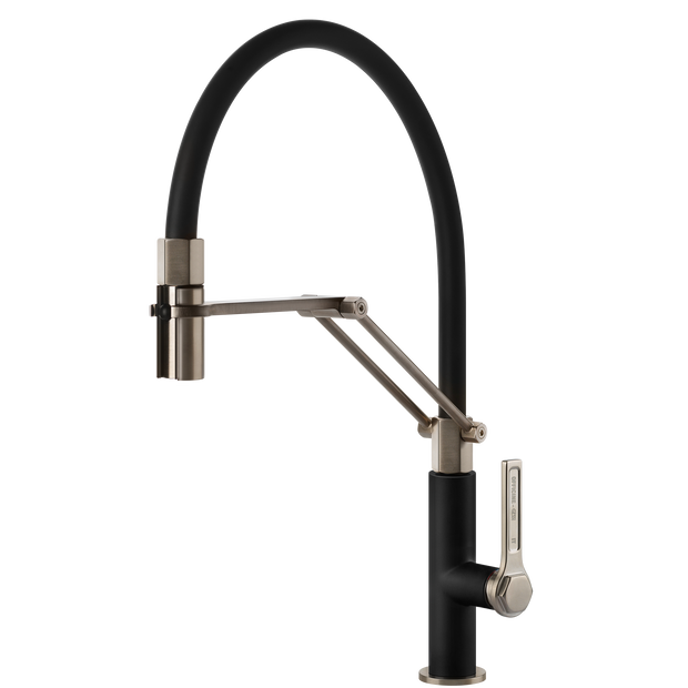 Gessi Officine Goose Neck Semi Professional Spray Mixer in Matte Black