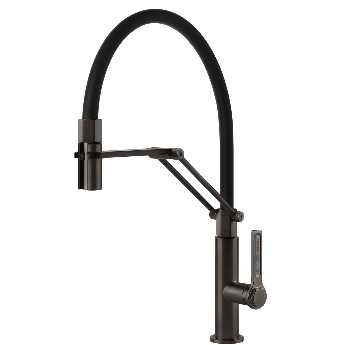 Gessi Officine Goose Neck Semi Professional Spray Mixer in Brushed Black