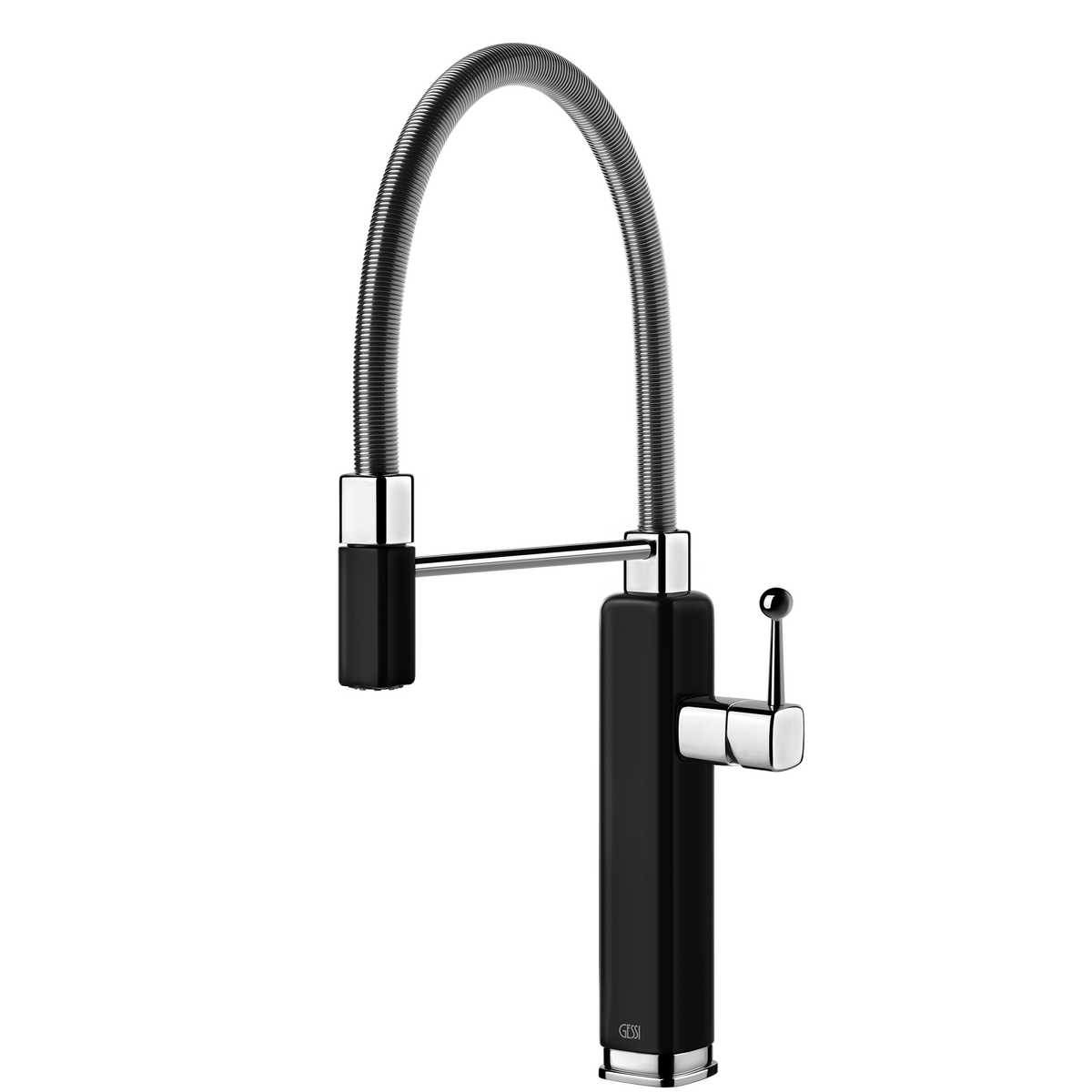 Gessi Happy Goose Neck Semi Professional Mixer in Gloss Black