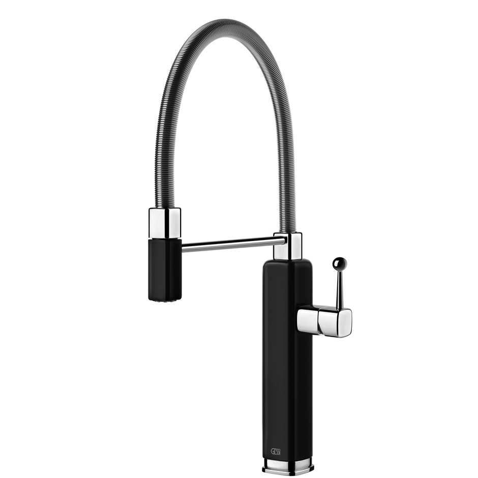 Gessi Happy Goose Neck Semi Professional Mixer in Gloss Black
