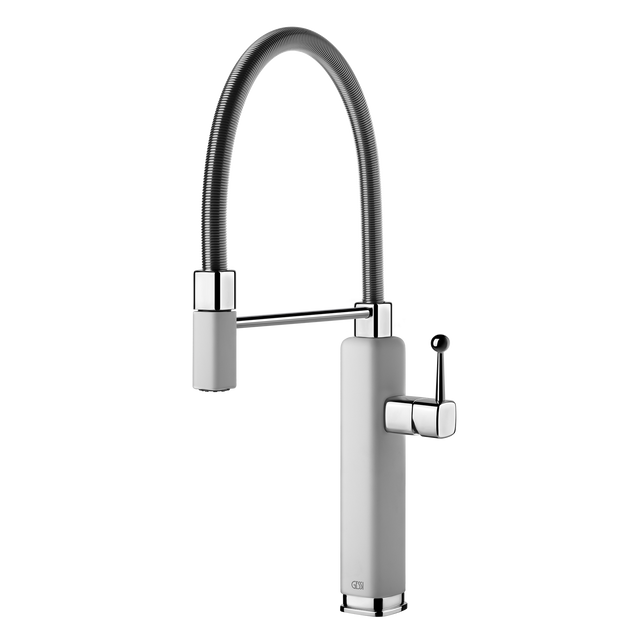 Gessi Happy Goose Neck Semi Professional Mixer in Matte White