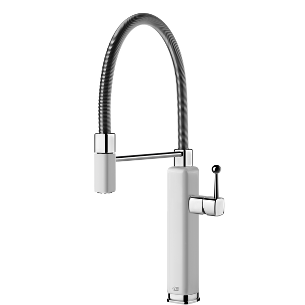 Gessi Happy Goose Neck Semi Professional Mixer in Gloss White
