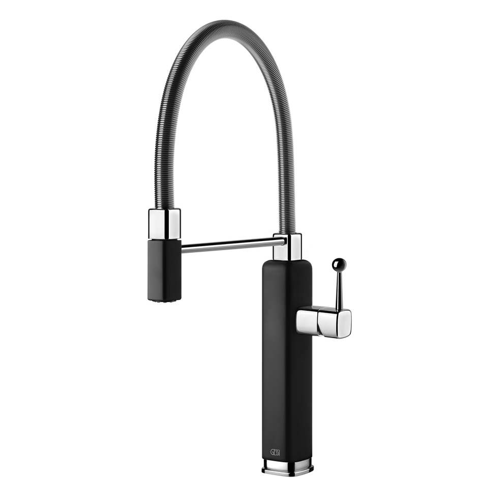 Gessi Happy Goose Neck Semi Professional Mixer in Matte Black