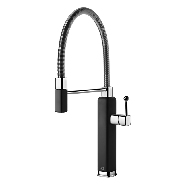Gessi Happy Goose Neck Semi Professional Mixer in Matte Black