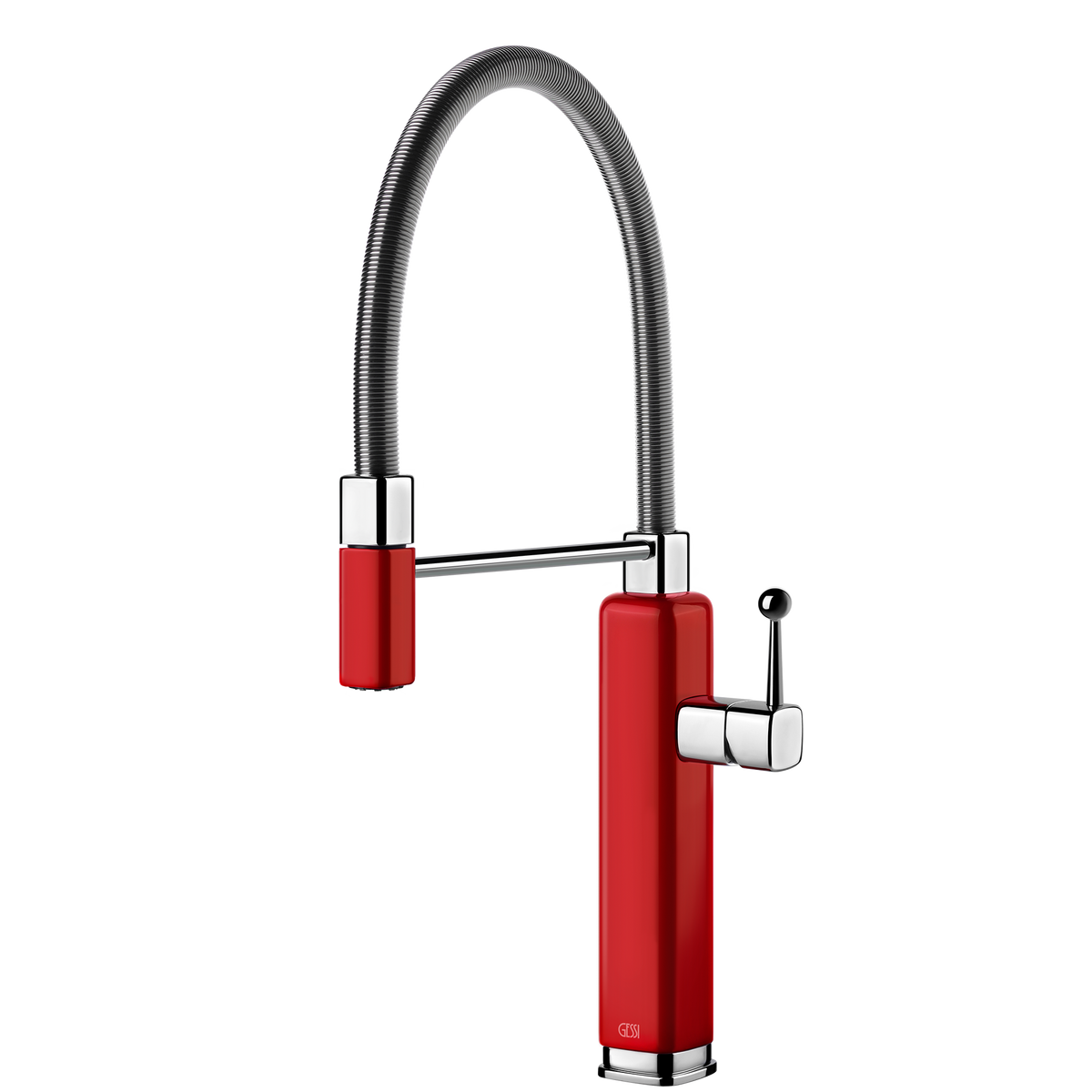 Gessi Happy Goose Neck Semi Professional Mixer in Gloss Red