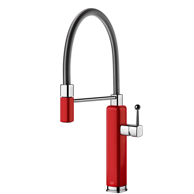Gessi Happy Goose Neck Semi Professional Mixer in Gloss Red