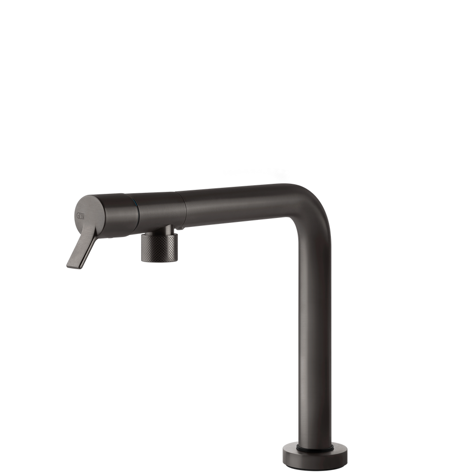 Gessi Su and Gi Retractable Spout Right Angle Mixer in Brushed Black