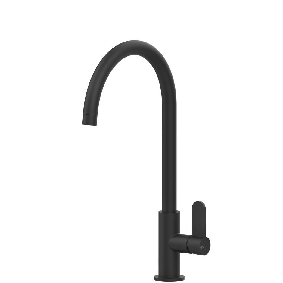 Gessi Helium Goose Neck Swivel Mixer in Matte Black