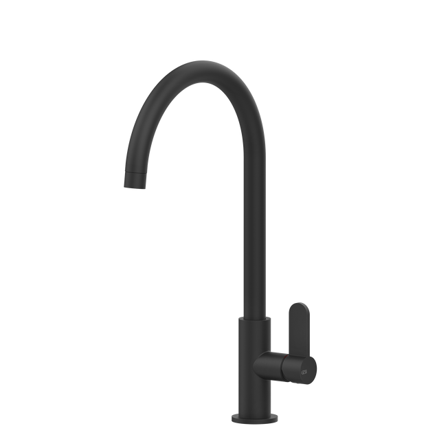 Gessi Helium Goose Neck Swivel Mixer in Matte Black
