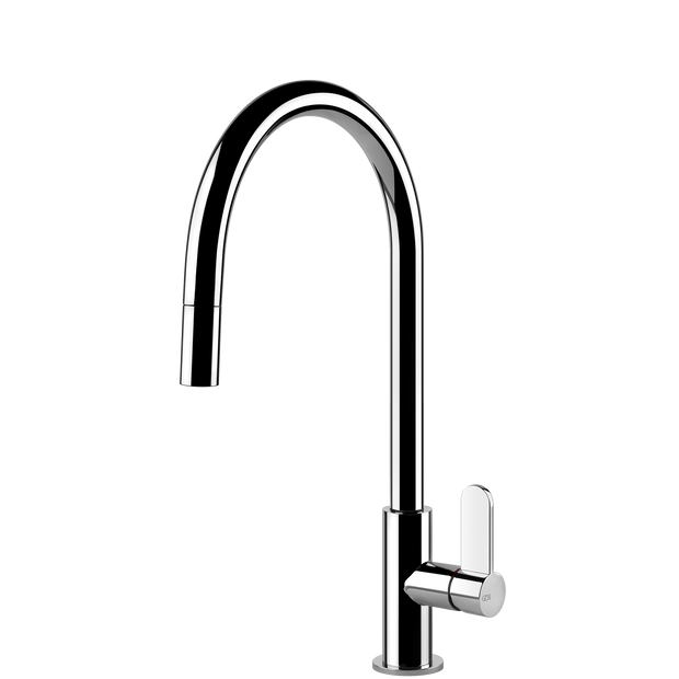Gessi Helium Goose Neck Pull Out Mixer in Chrome