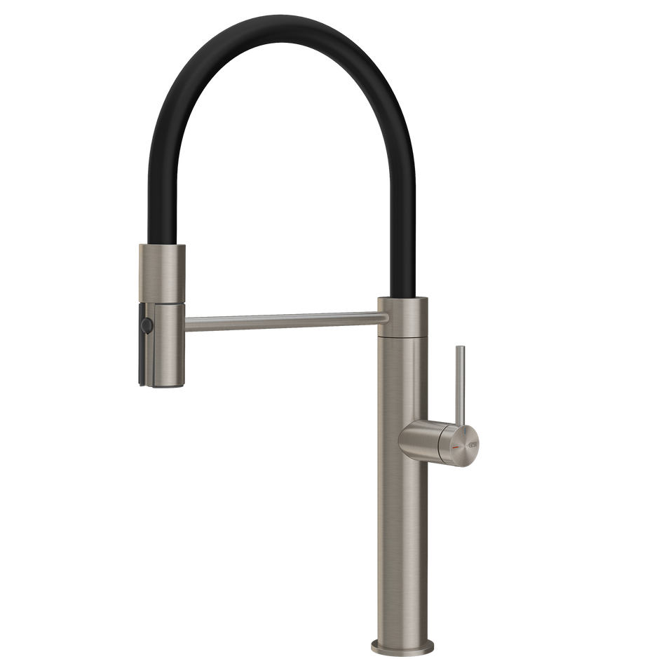 Gessi 316 Smooth Goose Neck Semi Professional Spray Mixer in Stainless Steel