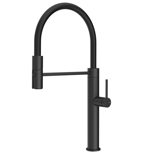 Gessi 316 Smooth Goose Neck Semi Professional Spray Mixer in Matte Black