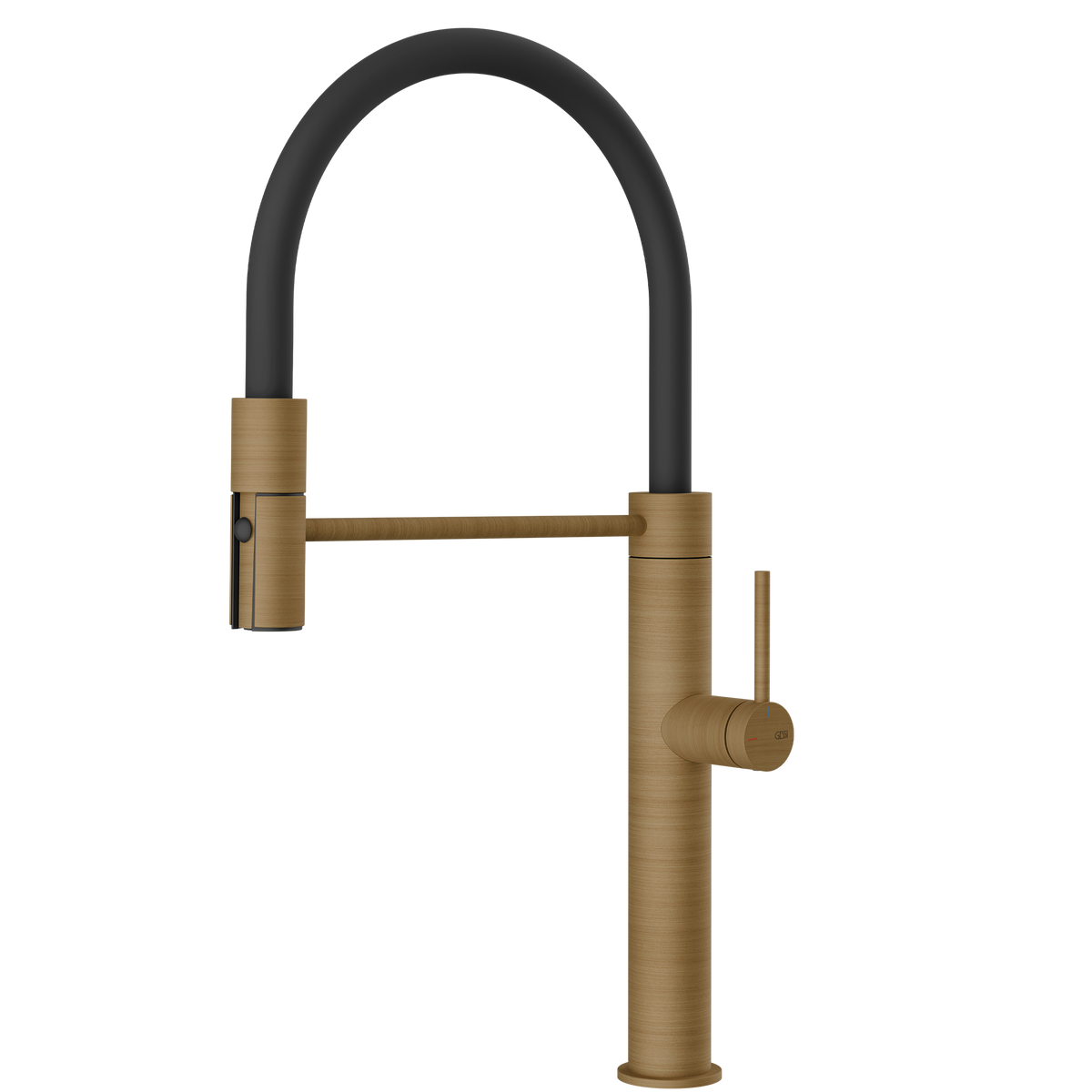 Gessi 316 Smooth Goose Neck Semi Professional Spray Mixer in Antique Brass