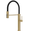 Gessi 316 Smooth Goose Neck Semi Professional Spray Mixer in Brushed Brass