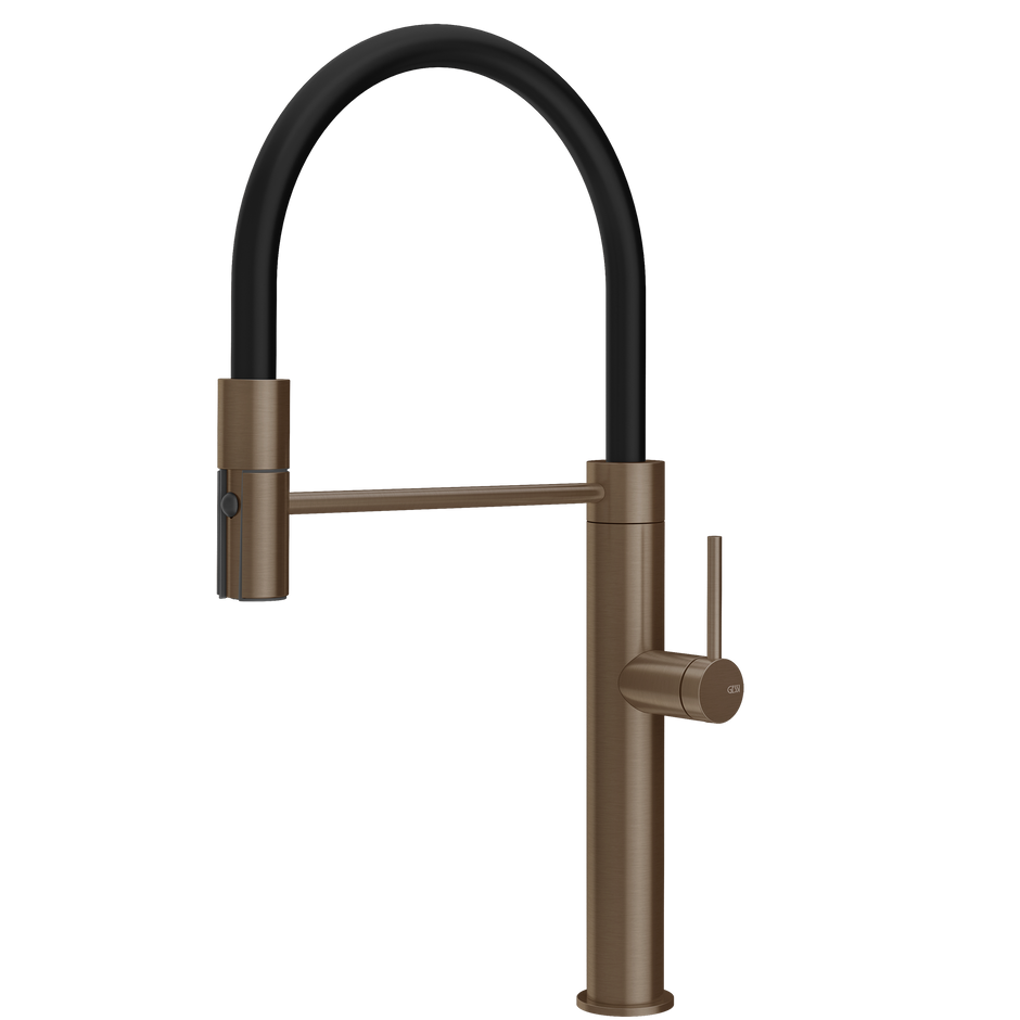Gessi 316 Smooth Goose Neck Semi Professional Spray Mixer in Coffee Bronze