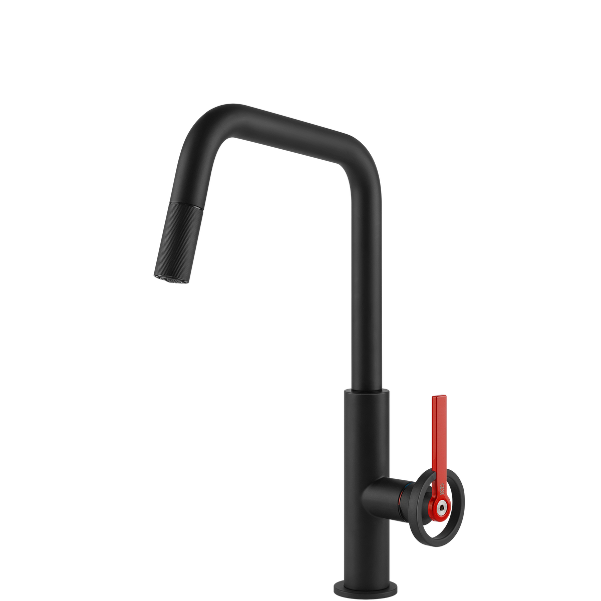 Gessi Officine V Square Goose Neck Pull Out Mixer in Matte Black