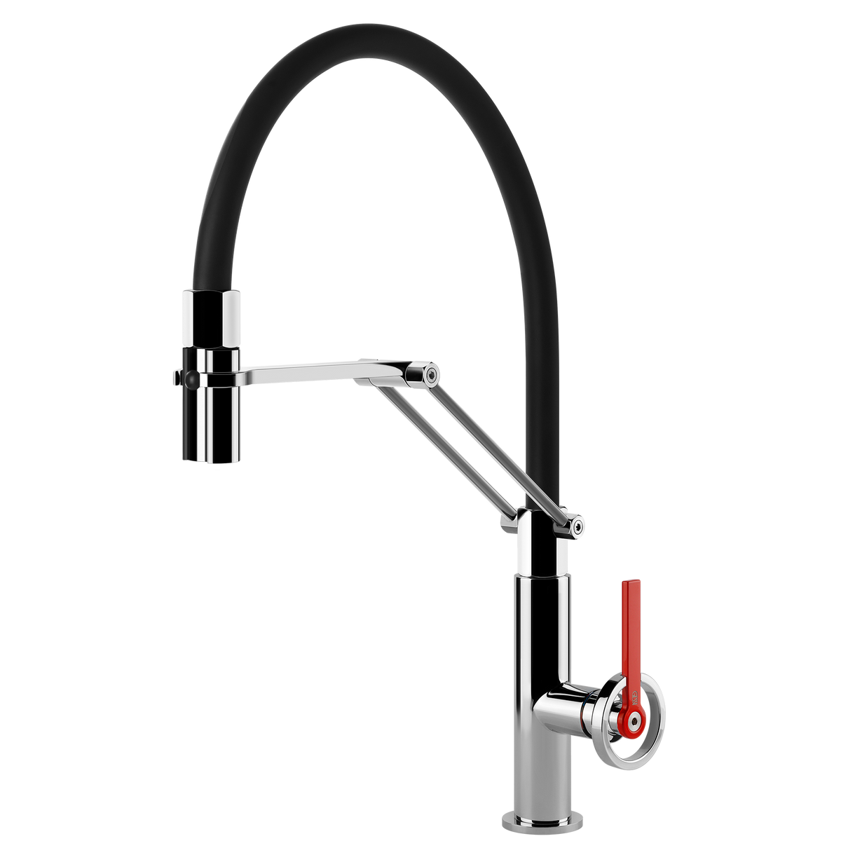 Gessi Officine V Goose Neck Semi Professional Spray Mixer in Chrome