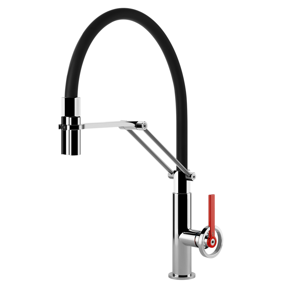 Gessi Officine V Goose Neck Semi Professional Spray Mixer in Chrome