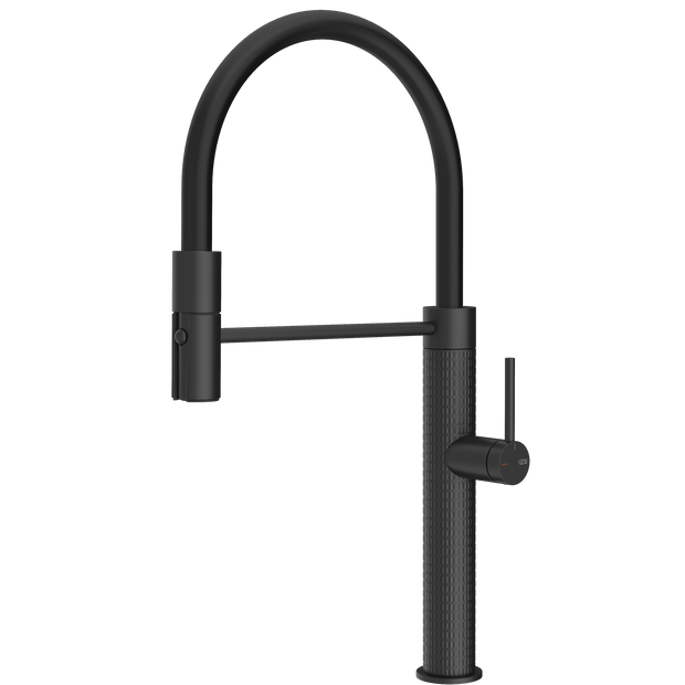 Gessi 316 Meccanica Goose Neck Semi Professional Spray Mixer in Matte Black