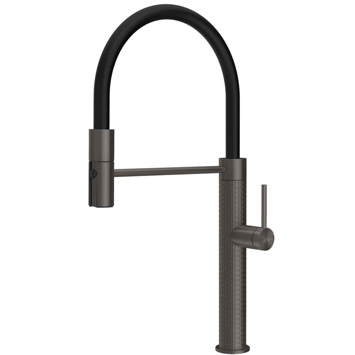 Gessi 316 Meccanica Goose Neck Semi Professional Spray Mixer in Brushed Black