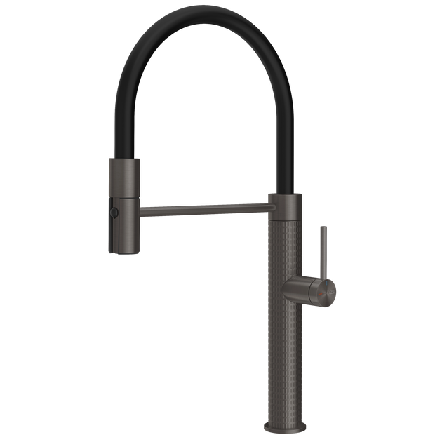 Gessi 316 Meccanica Goose Neck Semi Professional Spray Mixer in Brushed Black