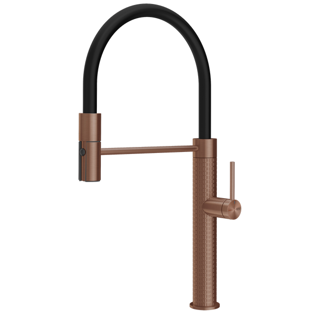 Gessi 316 Meccanica Goose Neck Semi Professional Spray Mixer in Brushed Copper