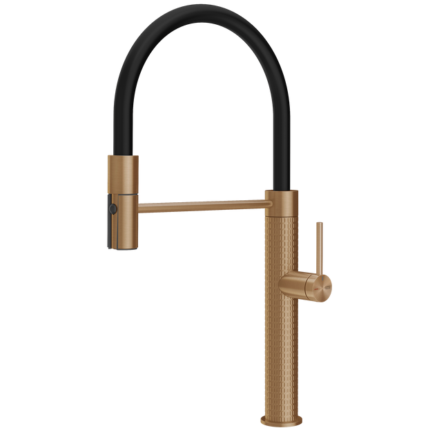 Gessi 316 Meccanica Goose Neck Semi Professional Spray Mixer in Warm Bronze