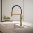 Gessi 316 Meccanica Goose Neck Semi Professional Spray Mixer in a styled room