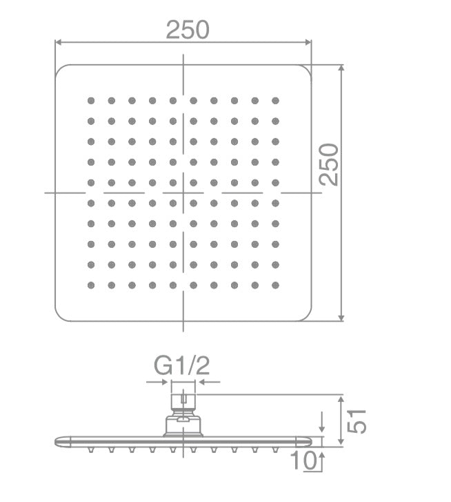 Zenmo Doccia Square Shower Head 6mm Thick