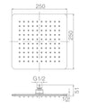 Zenmo Doccia Square Shower Head 6mm Thick