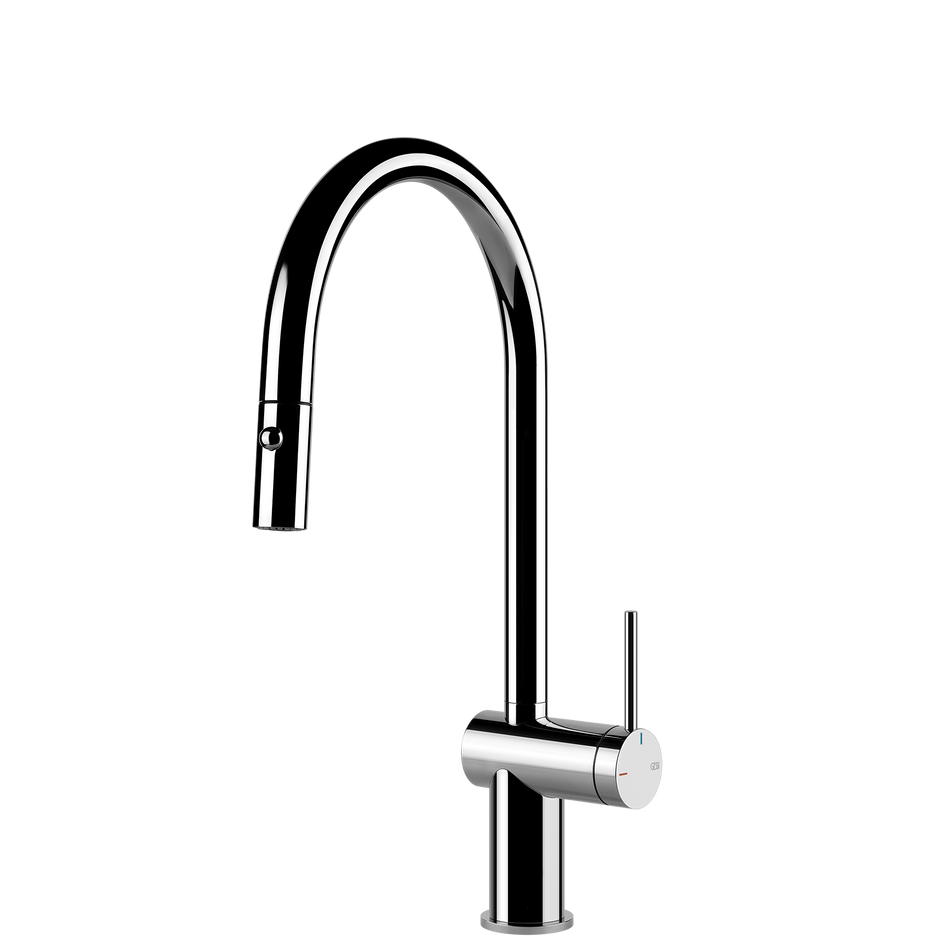 Gessi Inedito Goose Neck Pull Out Spray Mixer in Chrome