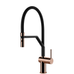 Gessi Inedito Goose Neck Semi Professional Spray Mixer in Bright Copper