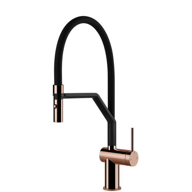 Gessi Inedito Goose Neck Semi Professional Spray Mixer in Bright Copper