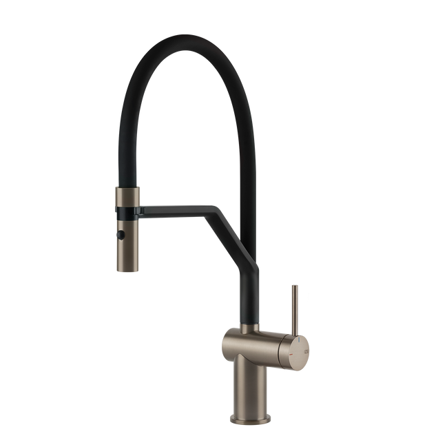Gessi Inedito Goose Neck Semi Professional Spray Mixer in Brushed Nickel