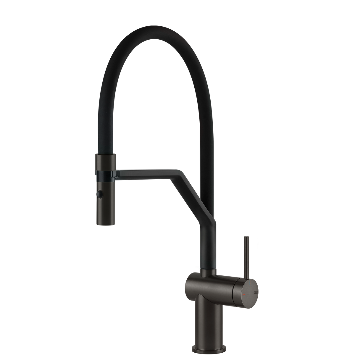 Gessi Inedito Goose Neck Semi Professional Spray Mixer in Brushed Black