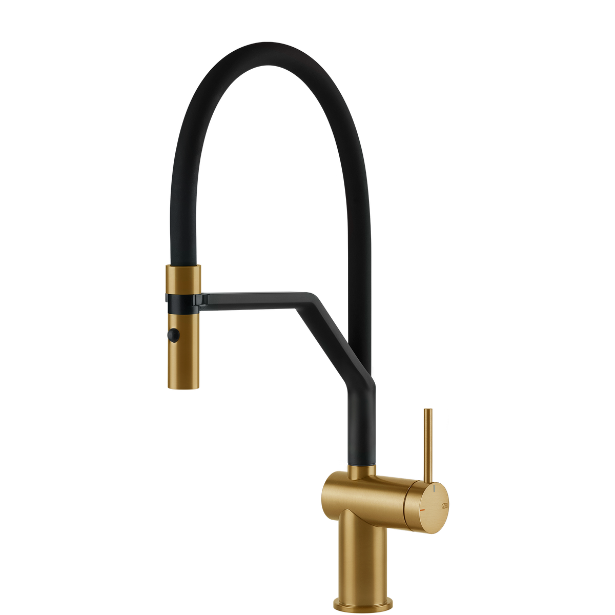 Gessi Inedito Goose Neck Semi Professional Spray Mixer in Brushed Gold