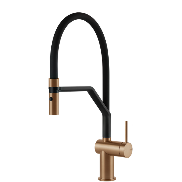 Gessi Inedito Goose Neck Semi Professional Spray Mixer in Warm Bronze