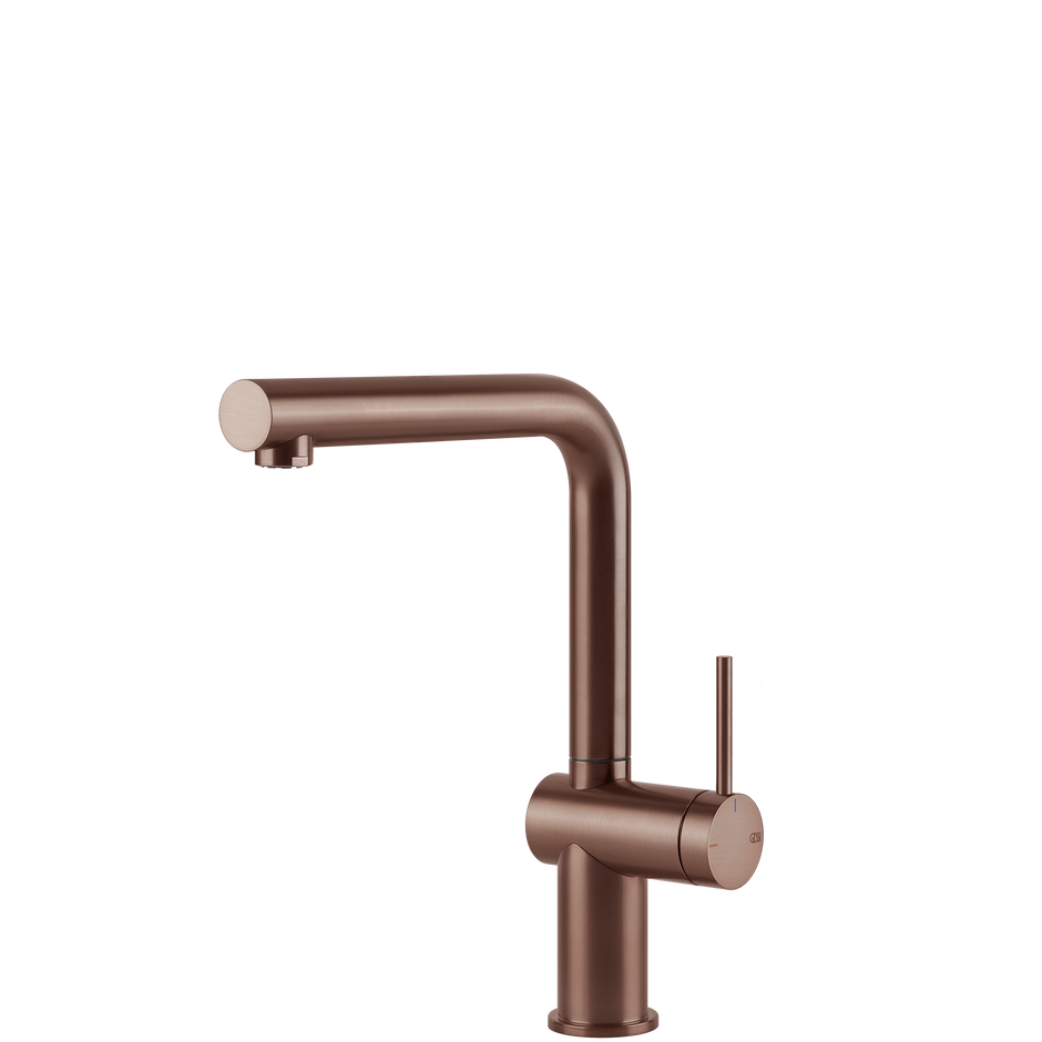 Gessi Inedito Right Angle Swivel Mixer in Brushed Copper